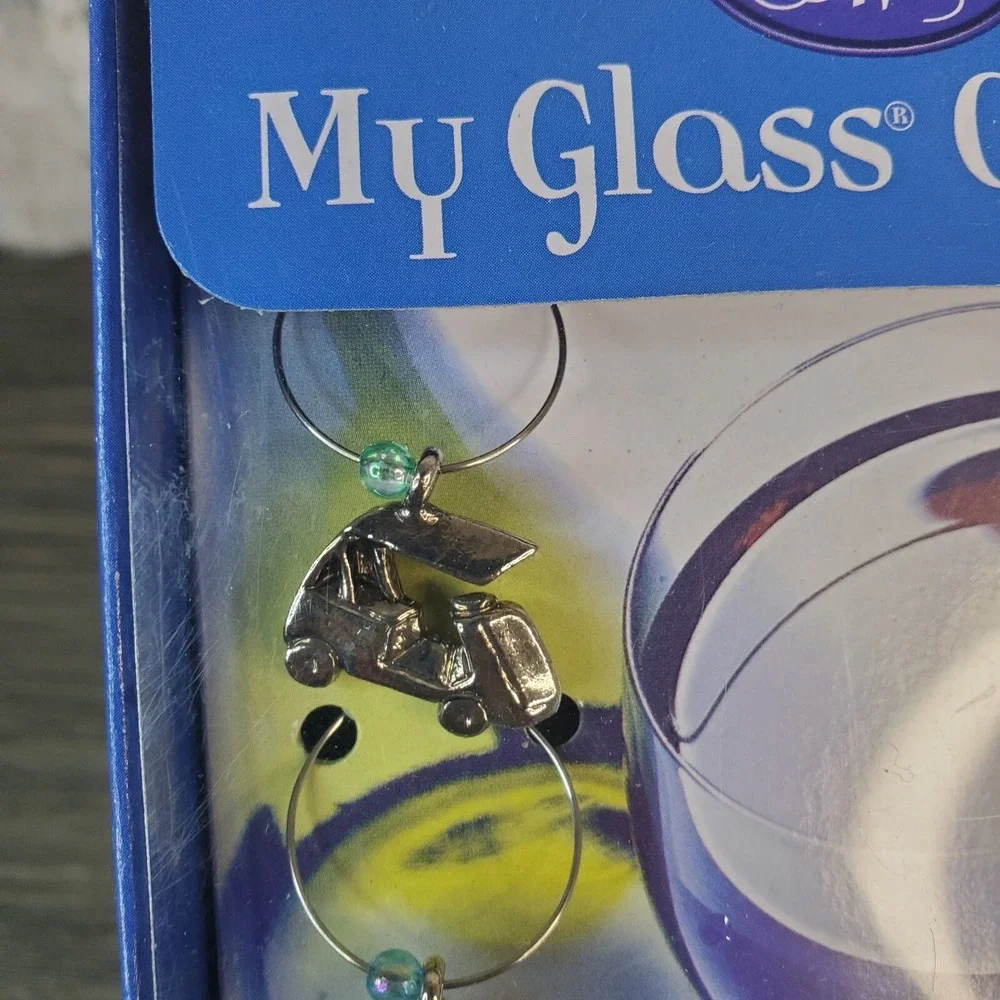 Golf Themed Wine Charms - Set Of 6 Unique Designs -Open Box